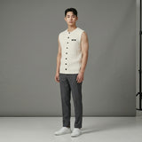 Ivory Pleated Sleeveless Knit Vest