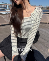 [MADE] Chen stripe cardigan & sleeveless set