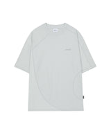 メッシュカットカバーステッチオーバーフィットTシャツ - スモークグレー