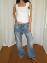 Wood denim pants