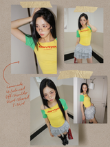 Lemonade Unbalanced Off-Shoulder Short-Sleeved T-Shirt