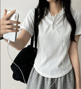 Brie button food short sleeve tee