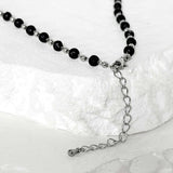 ss-Nature beads+ chain necklace_black