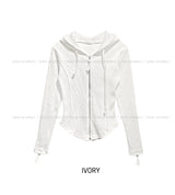 Kind zipper ribbed slim hoodie zip-up