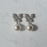 Butterfly and Pearl Piercing - Silver Color
