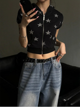 Star crop hood zip up(2color)