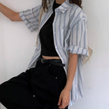 [Summer/Short-sleeved Shirt] Sydney オーバーサイズフィット ストライプ サマーシャツ 1 color