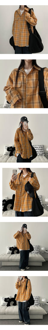 Wood Tartan Check Oversized Fit Shirt