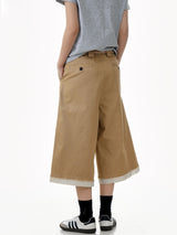 Raw Hem Patch Crop Shorts