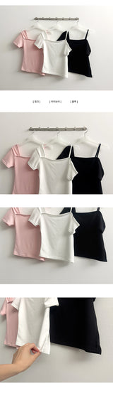 Ring uncut string square short sleeves tee