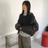 フィレットアウターナッピングストライプフリースレイヤード長袖Tシャツ
