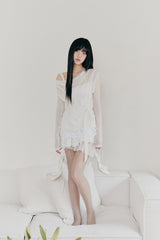 リリーカウルリボントップス ivory
