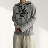 スウーリー レタリング スナップ ヘンリーネック ロングスリーブ Tシャツ (4 colors)