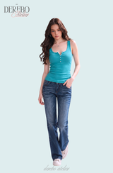 Turkish mint button sleeveless top
