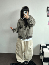 テリーシープ🐑☁🤎フーディーカーディガンジャケット🤎💛🖤3カラー