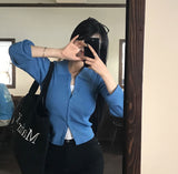 [BELLIDE MADE] Vivid, collar neck rib knit cardigan