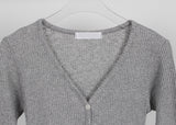 RIBBED V-NECK CARDIGAN