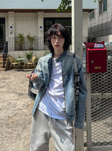 Wings Track Gradient Pinch Denim Jacket