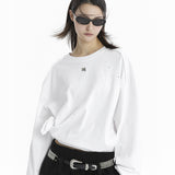 キュービックオーバーサイズフィットスリット長袖Tシャツ_ホワイト