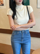 Rosley Half Neck Cap-Sleeve Knit