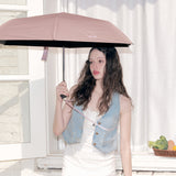 [UV 99.% カット] kenopi Sunshine Farmhouse 3-Folding Parasol - Brownie Pink Polka-dot