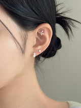 [3-Set] Simple Cross Pearl Earring Set / Daily Cubic Mini Wedding Guest Look