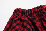 チェックバルーンスカートパンツ - Red