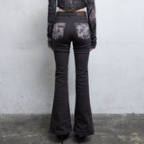 Incision Dye Bootcut Pants [Brown]