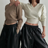 Shaming V-neck knit/4 colors