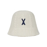 VA Applique Cable Knit Bucket Hat / Ivory