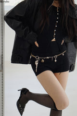 Heart keyring Silver Gold Chain Belt