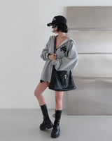 [UNISEX] Chrome Patch オーバーサイズフィット フード付きジップアップジャケット
