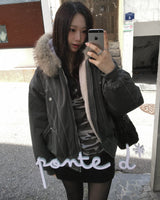 Fur hood vintage jumper