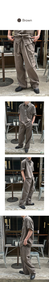 [SET UP가능] Washed cotton banding pants(6color)