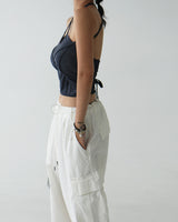 Halterneck Strap Denim Tube Top