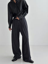 Pleddy Stripe Back Banding Wide Slacks (2color)