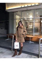 Lux wool belt padded half coat