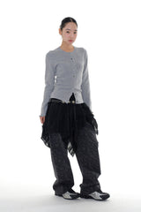 Ghibli pattern cotton wide pants