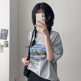 Mountain Printed Loose Fit Short Sleeve T-shirt (3 colors)