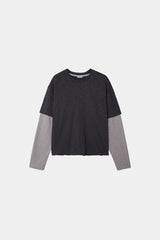 Slub crop layered tee