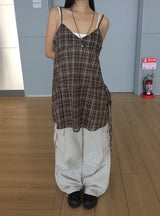 Gaps Check Bustier String Sleeveless One Piece