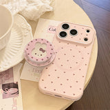 ラブリーピンクハートドットバニーミラートックスマホケース