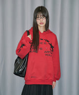 Star Applique Overfit Hood T-shirt - RED