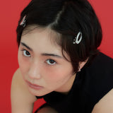 [2SET] metal oval hair pin - silver