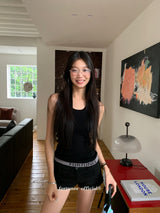 Underband lettering black sleeveless top