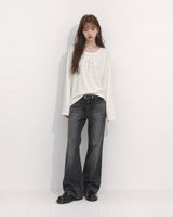 (UNISEX) リベット リブ ロングスリーブ