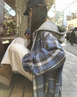 [ORIGINAL] Plain Hooded Check Shirt