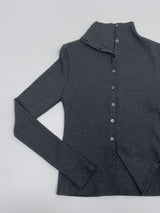 Rib Mock Neck Cardigan T-Shirt