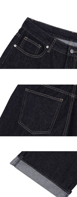 ベーシックデニムパンツ (deep indigo)