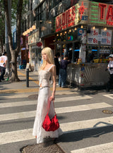 maxi white long skirt
